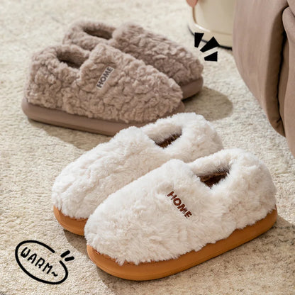 Women's Winter Plush Cotton Slippers Warm Non Slip Home Shoes