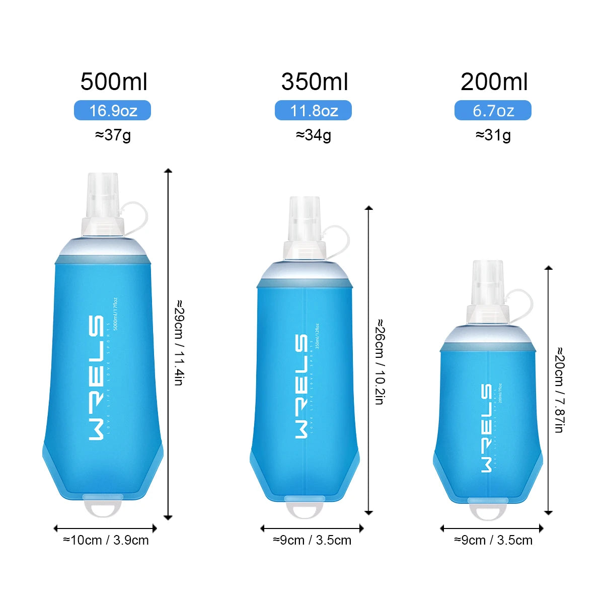 WRELS BPA Free Collapsible TPU Soft Flask Water Bottle