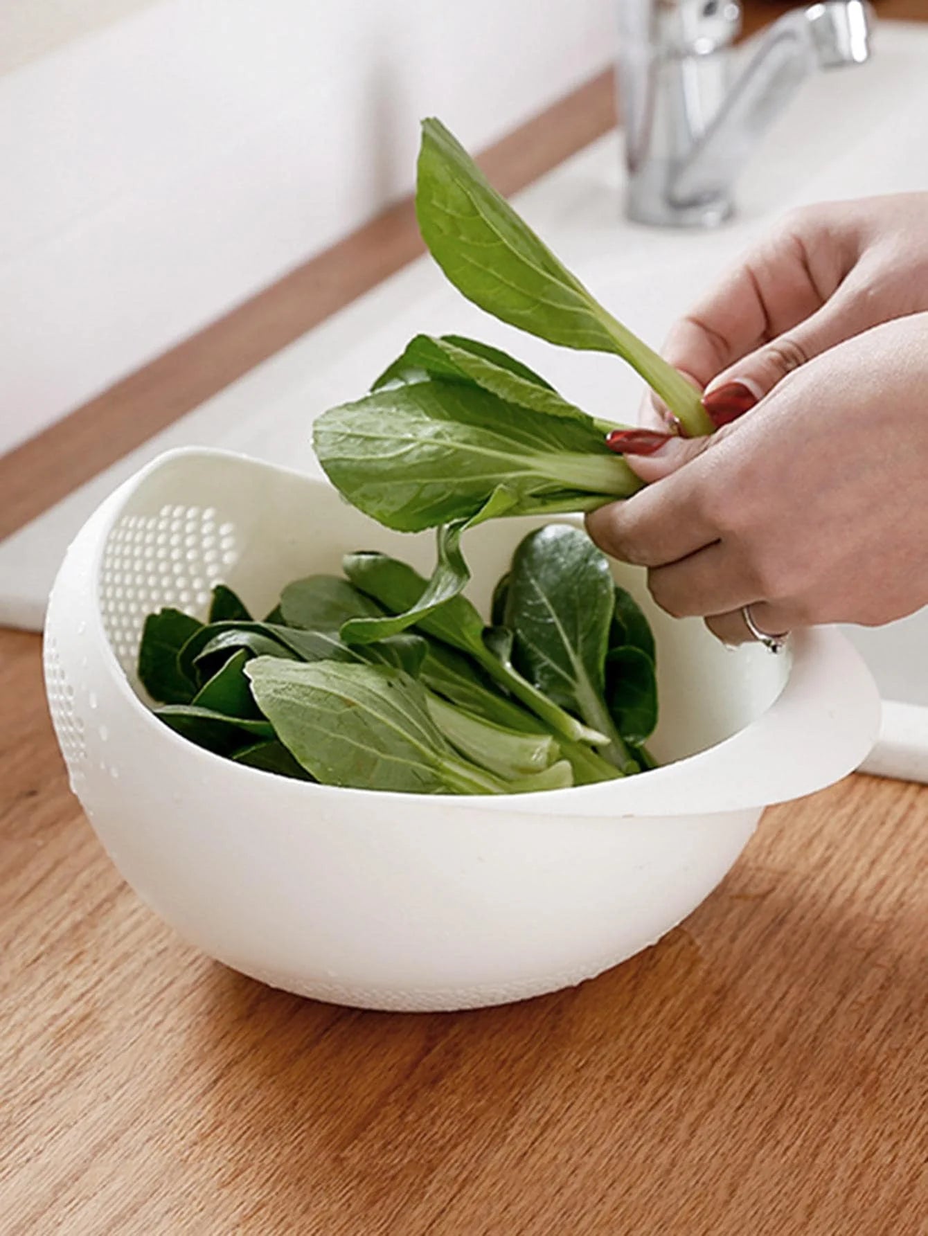 Kitchen Colander Drain Basket with Handle for Rice, Fruit & Vegetables