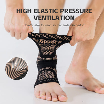 1 or 2 Pack Copper Infused Compression Ankle Support Sleeves
