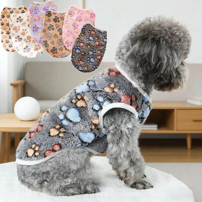 Soft Flannel Paw Print Vest for Small & Medium Dogs & Cats