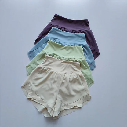 Women's High Waist Double Layer Quick Dry Running Shorts