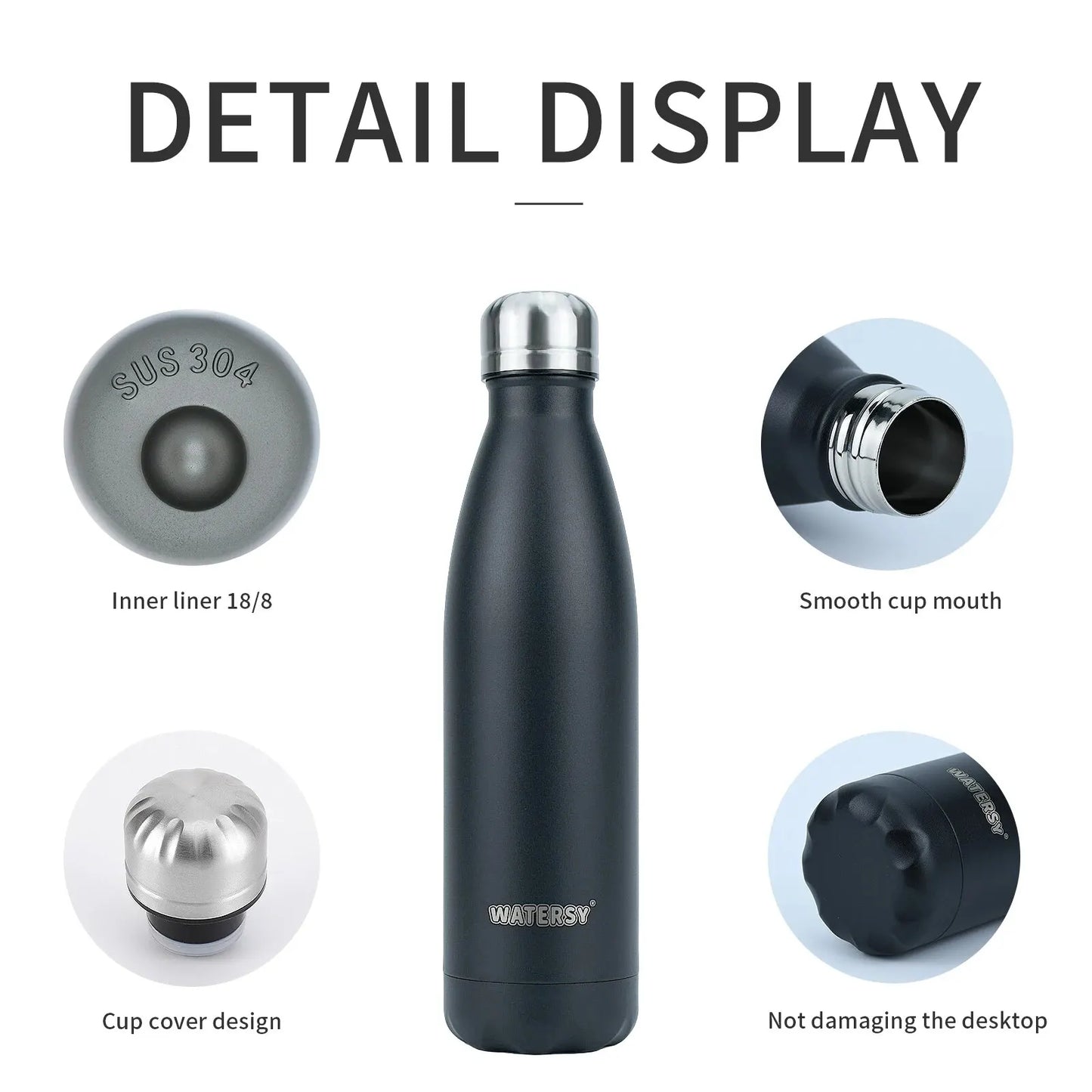 WATERSY 500ml Stainless Steel Insulated Water Bottle