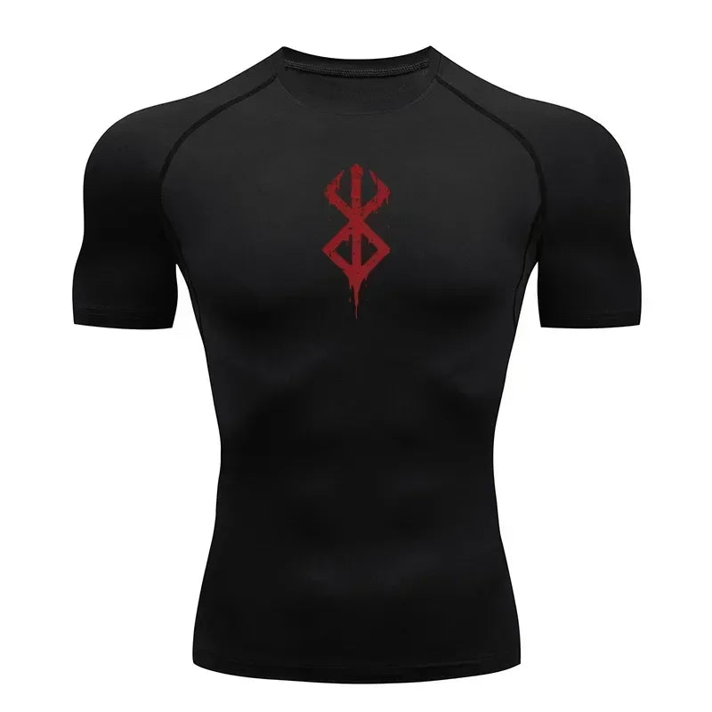 Men's Quick Dry Printed Compression Workout T Shirt
