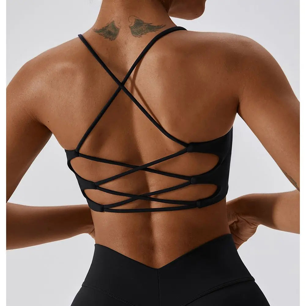 Women's Cross Back Padded Fitness Sports Bra
