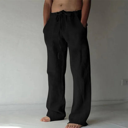 Men's Linen Cotton Wide Leg Casual Pants