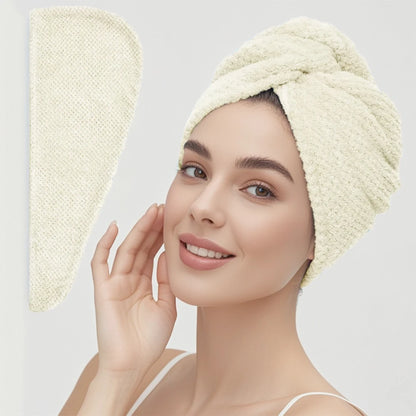 Absorbent Microfiber Hair Towel Wrap with Button for Women