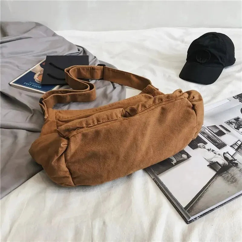 Vintage Canvas Shoulder Tote Bag for Women Large Capacity Travel Handbag