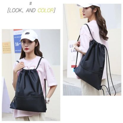 Unisex Lightweight Drawstring Sports Backpack with Zipper