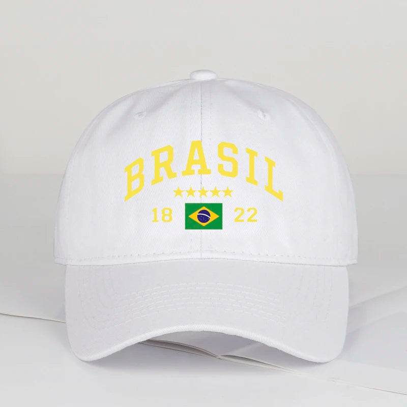 Brazil Flag Five Star Soft Top Baseball Cap