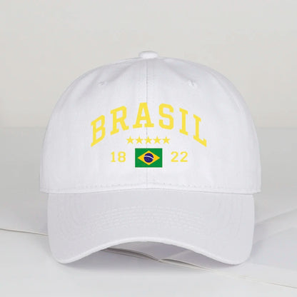 Brazil Flag Five Star Soft Top Baseball Cap
