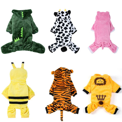 Soft Fleece Pet Jumpsuit Hoodie for Small Dogs & Cats Winter Coat