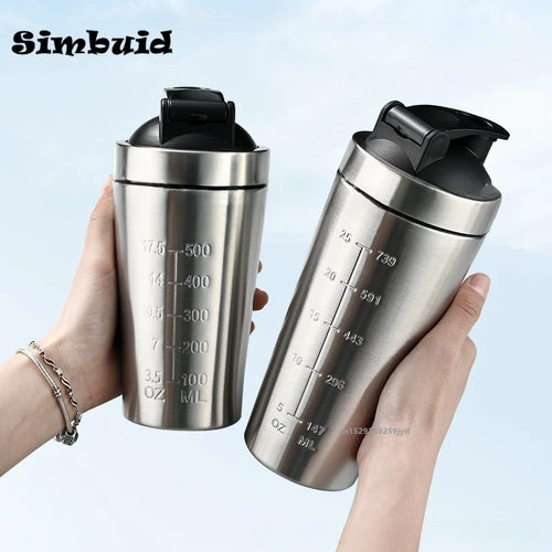 500ml or 750ml Stainless Steel Protein Shaker Bottle