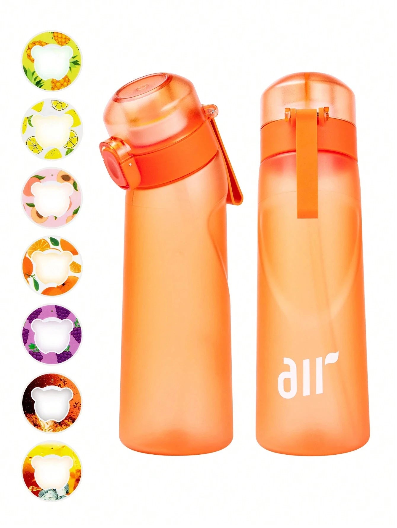 Leak Proof Sports Water Bottle with Straw and Flavor Pod