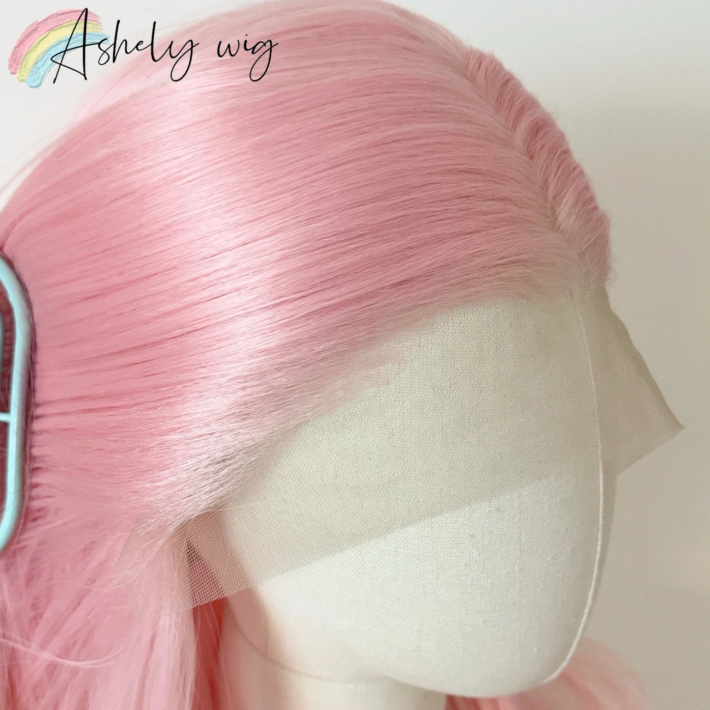26 Inch Light Pink Straight Lace Front Wig