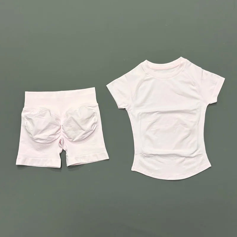 2 Piece Seamless Yoga Top and Shorts Set
