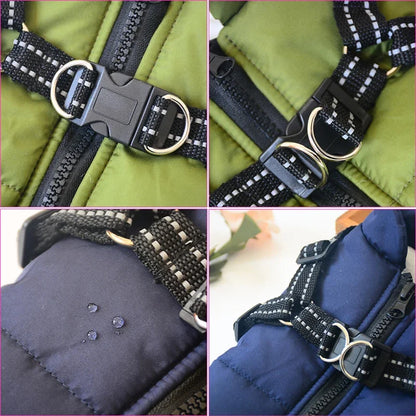 Large Dog Winter Jacket with Harness Waterproof Warm Coat for Dogs