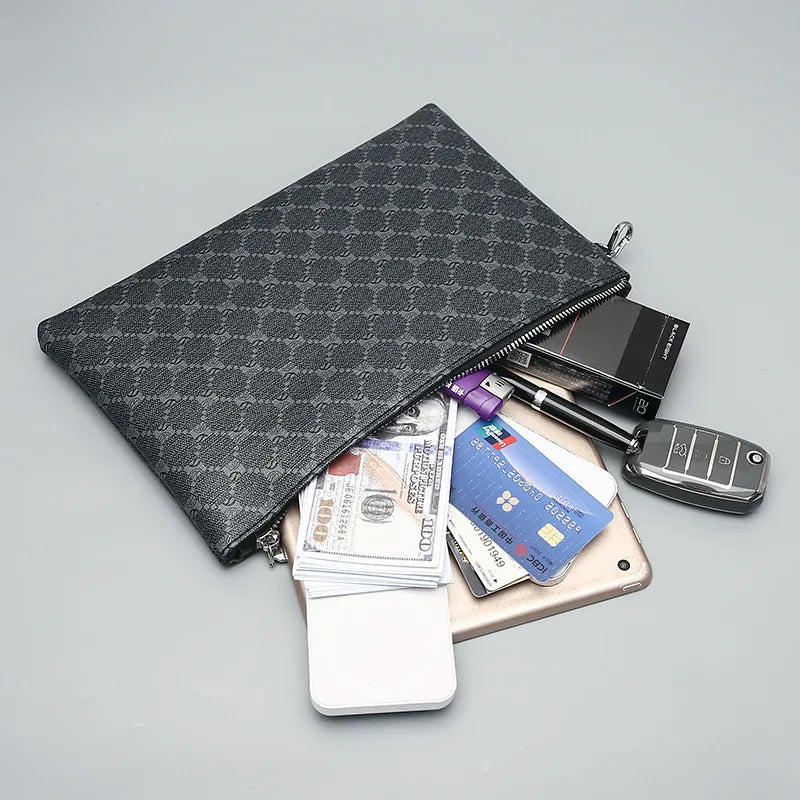 Men’s Slim Leather Messenger Crossbody Clutch Bag