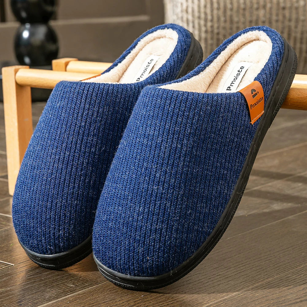 Men’s Winter Memory Foam Knitted Slippers Non Slip TPR Sole