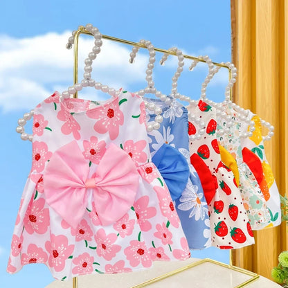 Cute Princess Dress with Bow for Small & Medium Dogs & Cats