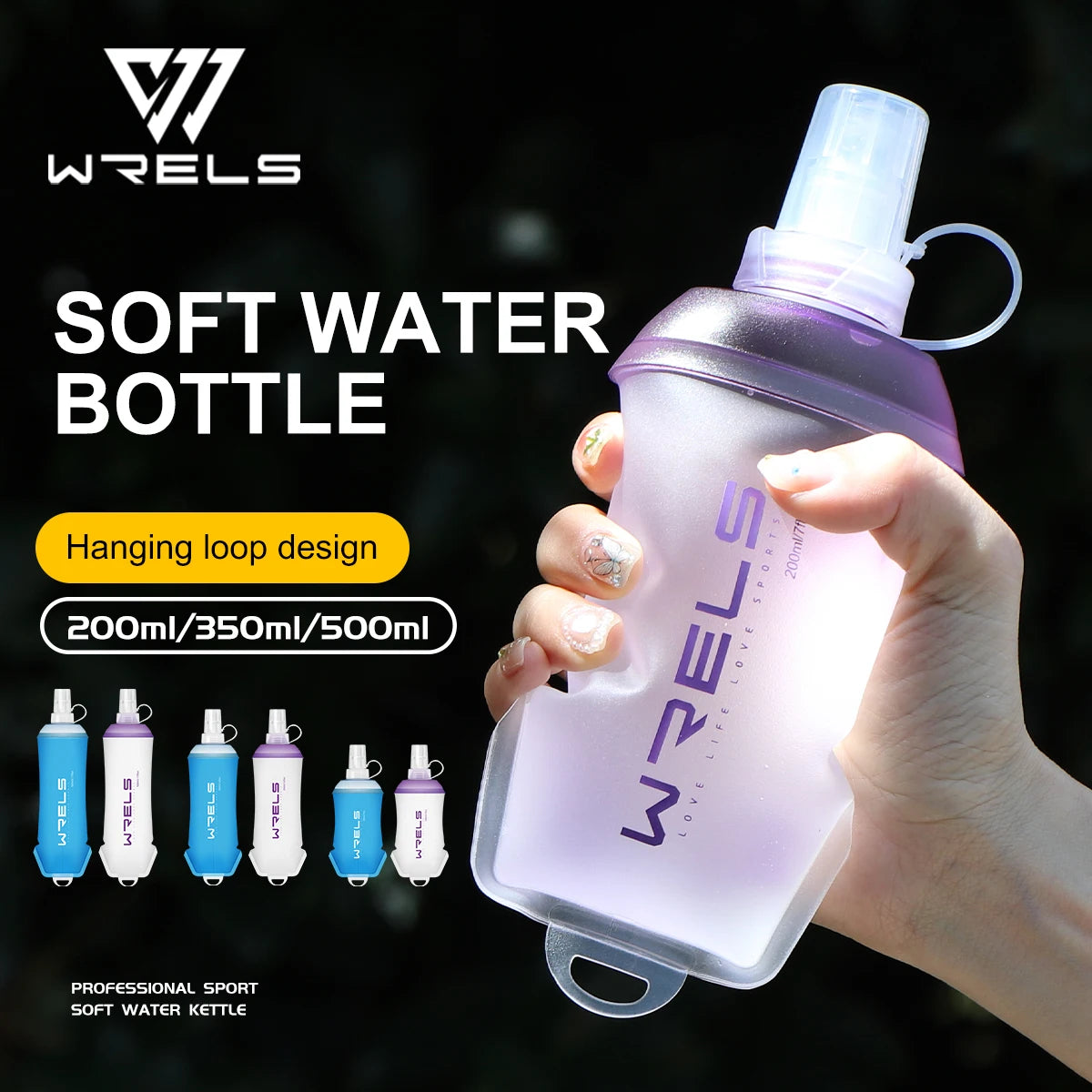 WRELS BPA Free Collapsible TPU Soft Flask Water Bottle