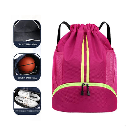Women's Dry Wet Separation Sports Drawstring Backpack