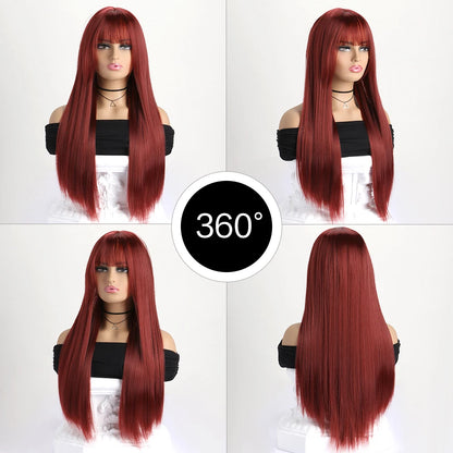 Women's 26 Inch Long Straight Synthetic Cosplay Wig