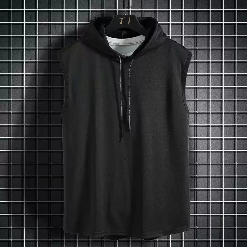Men's Solid Color Sleeveless Hooded Tank Top
