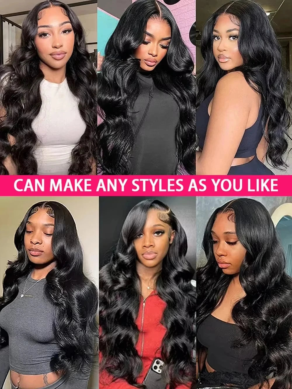 Women's 40 Inch 250% Density Body Wave HD Lace Front Human Hair Wig