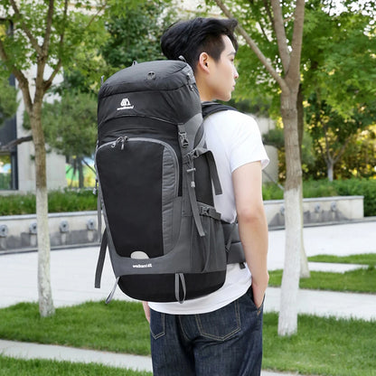 65L Water Resistant Hiking Backpack with Rain Cover