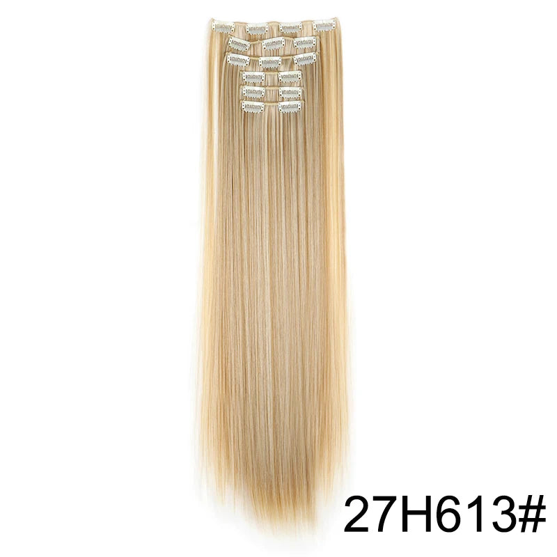 WIGSIN Women's 6 Piece Long Straight Clip In Hair Extensions