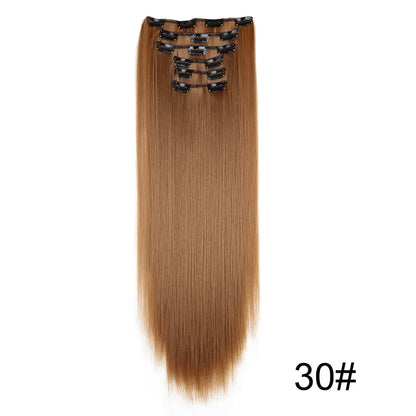 Women's 6 Piece 24 Inch Straight Clip In Hair Extensions