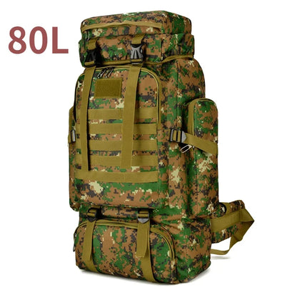 80L or 100L Large Capacity Tactical Hiking Backpack
