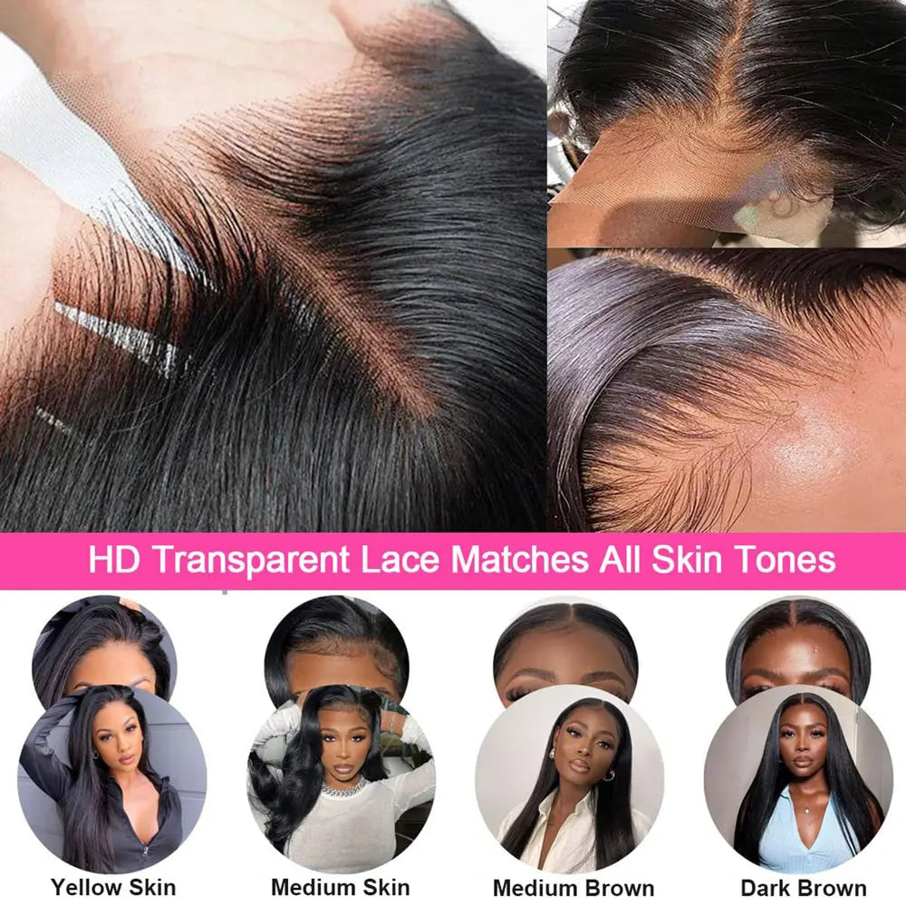 13x6 HD Straight Human Hair Wig Pre Plucked Glueless Lace Front Wig