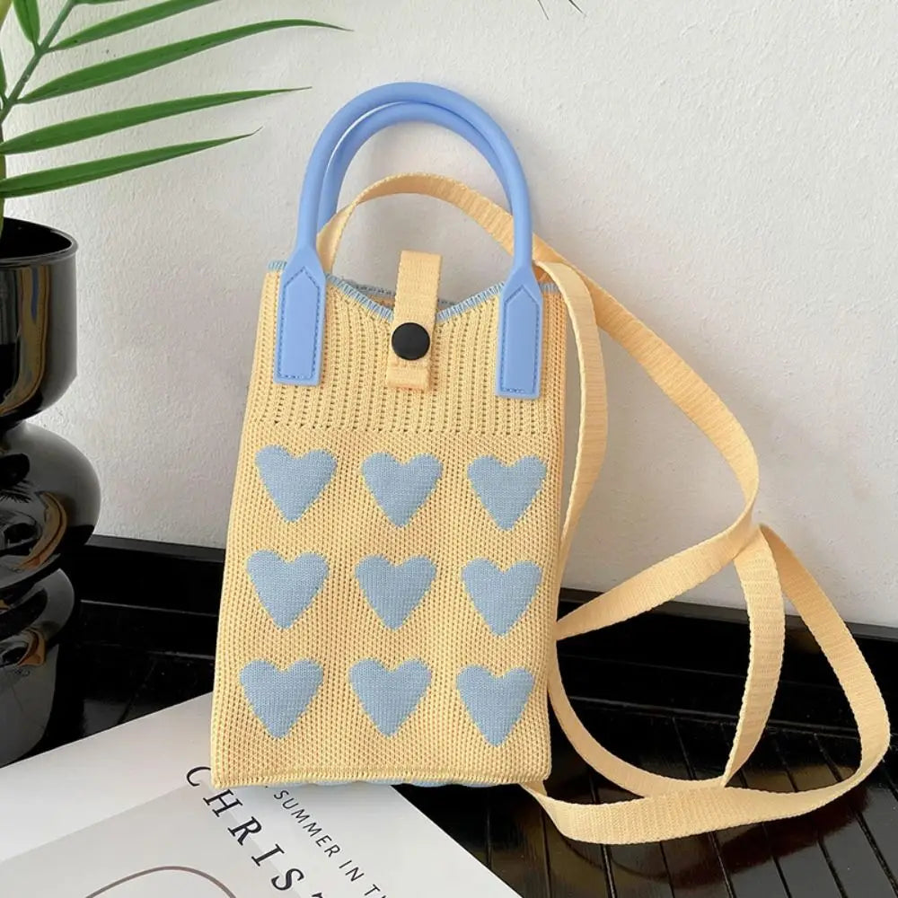 Knitted Mini Love Shoulder Bag for Women Phone Crossbody Bag