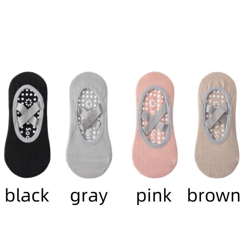 1 or 4 Pairs Women's Anti Slip Yoga Pilates Socks