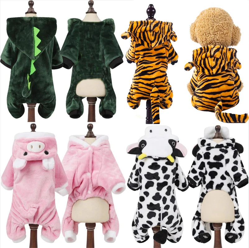 Soft Fleece Pet Jumpsuit Hoodie for Small Dogs & Cats Winter Coat