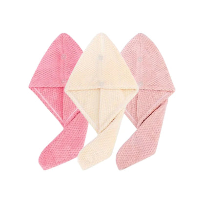 Absorbent Microfiber Hair Towel Wrap with Button for Women