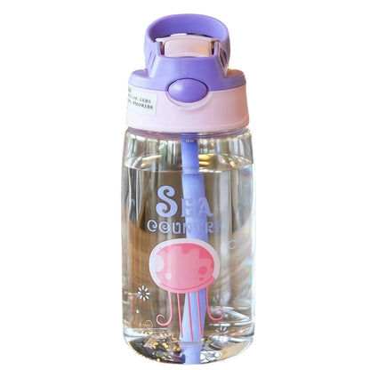 480ml Leak Proof Cartoon Kids Water Bottle with Straw