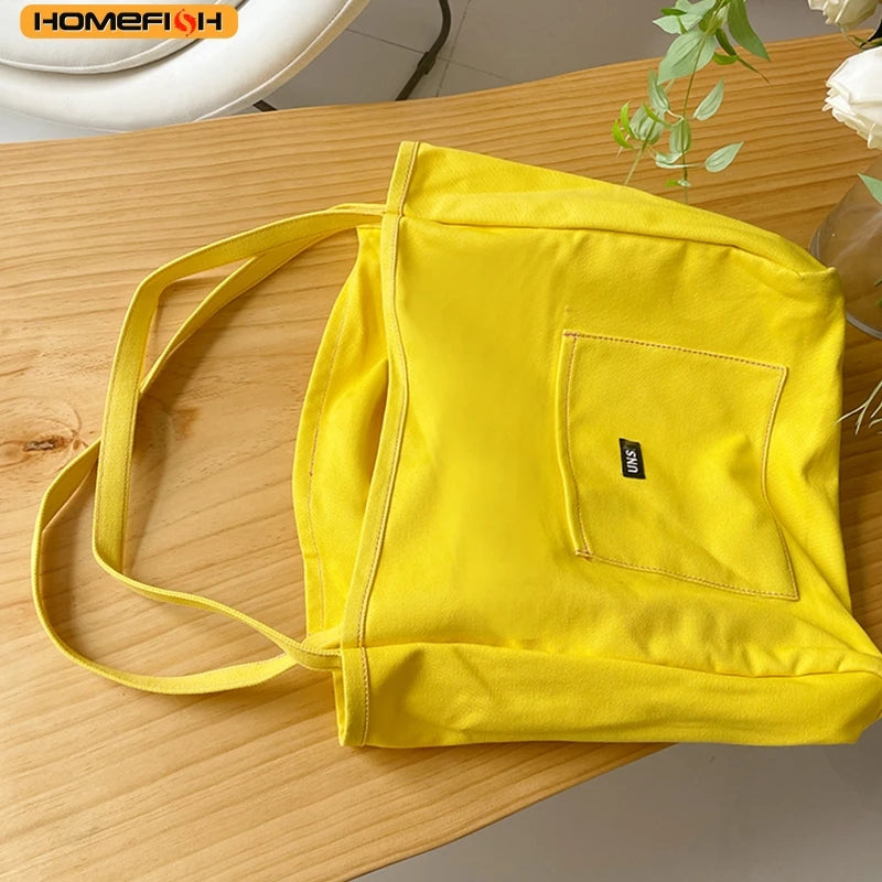 Reusable Canvas Tote Shoulder Bag for Women Daily Shopping