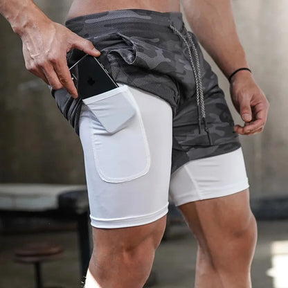 Men's Camo 2 in 1 Quick Dry Running Shorts