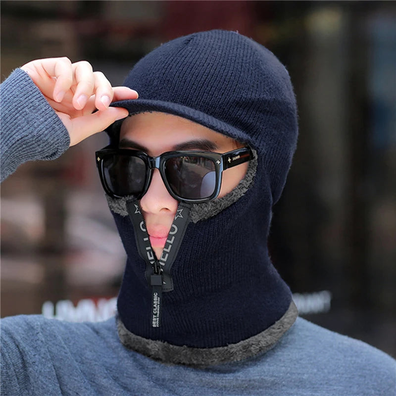 Men's Warm Wool Knit Hat with Ear Protection