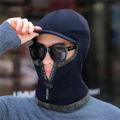 Men's Warm Wool Knit Hat with Ear Protection