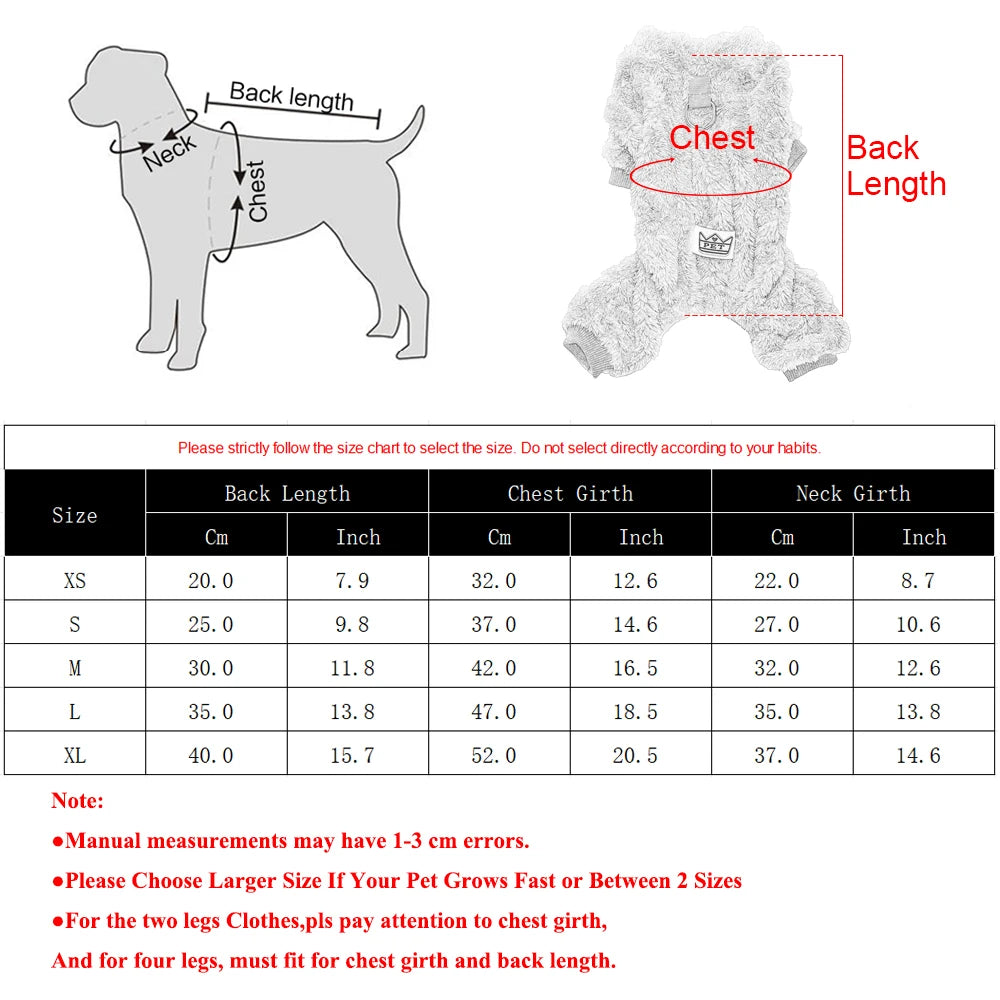 Soft Fleece Jumpsuit for Small & Medium Dogs & Cats Winter Pet Clothes