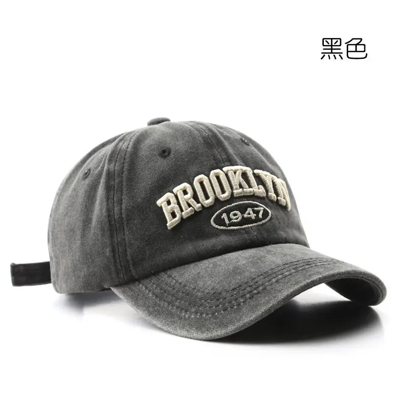 Unisex Washed Distressed Letter Embroidered Baseball Cap