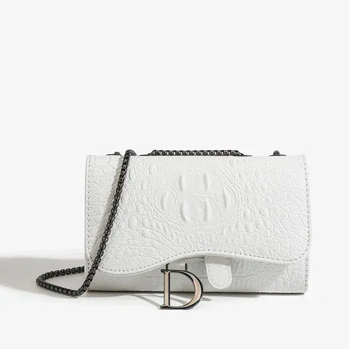 Women’s Croc Pattern Sequin Chain Crossbody Evening Bag