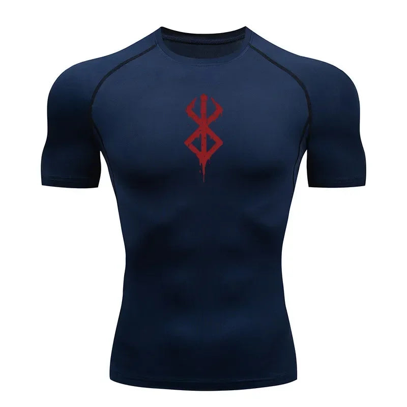 Men's Quick Dry Printed Compression Workout T Shirt