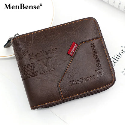 Men's Vintage PU Leather Zipper Wallet with Coin Pocket