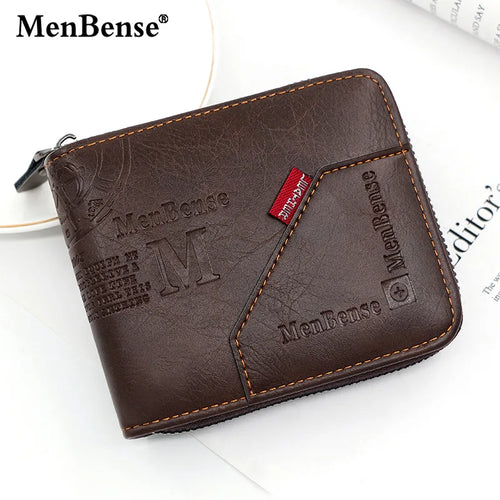 Men's Vintage PU Leather Zipper Wallet with Coin Pocket