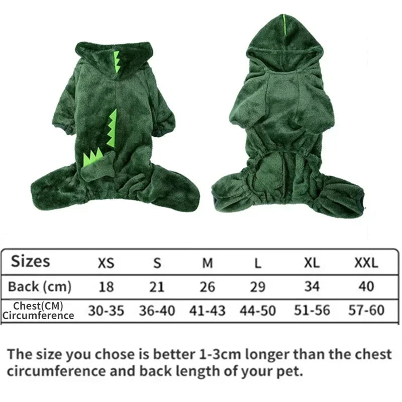 Blue Dinosaur Hooded Coat for Small & Medium Dogs & Cats